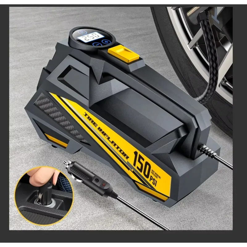 12V 150PSI 유선 휴대용 자동차 에어 펌프 업그레이드된 전동 타이어 공기 주입기 오토바이 자전거 볼 LED 라이트 자동차 에어 컴프레서