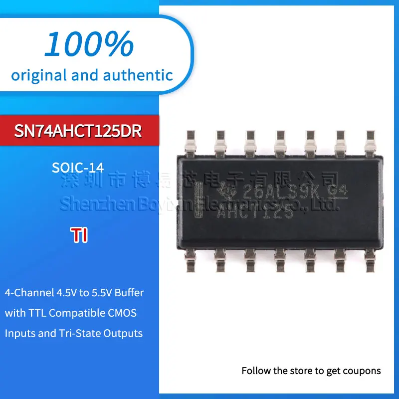 

5pcs Original genuine SN74AHCT125DR SOIC-14 four-way bus buffer gate chip IC