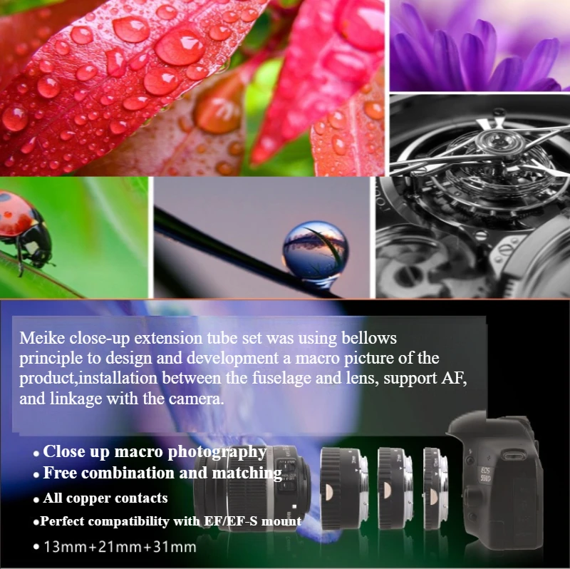 MEIKE Pro EF Mount Adapter|Metal Macro Ring for DSLR with Close-up Photography