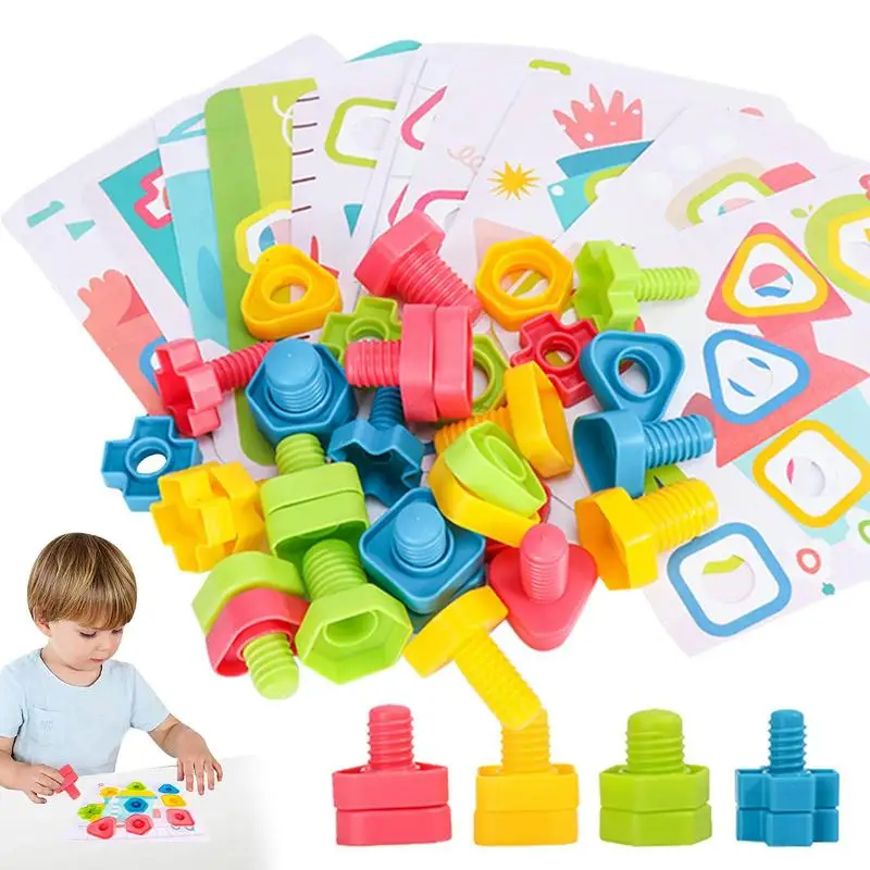 

Nuts And Bolts For Kids Shapes And Colors Match Toys Montessori Building Construction Toy Set Fine Motor Skills For Toddlers Bab