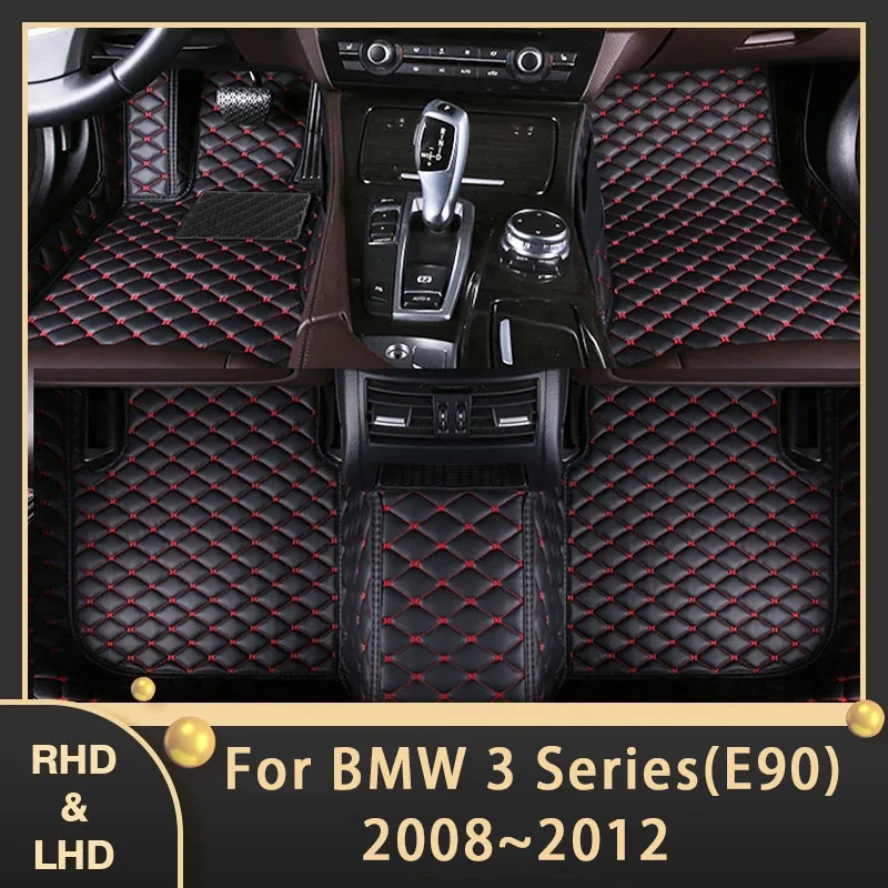

Car Floor Mats For BMW 3 Series MK5 E90 2008~2012 Custom Auto Foot Pads Leather Carpet Interior Accessories 323i 325i 328i 2011