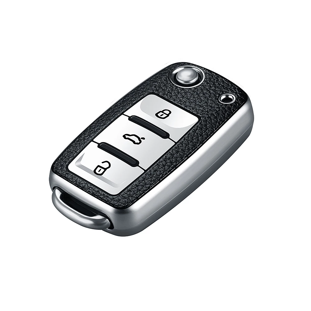 Car Key Case Leather TPU Car Key Case Keys Cover Protection Shell Bag For Volkswagen VW Polo Golf Passat Tiguan Beetle Caddy T5 Up Eos Skoda
