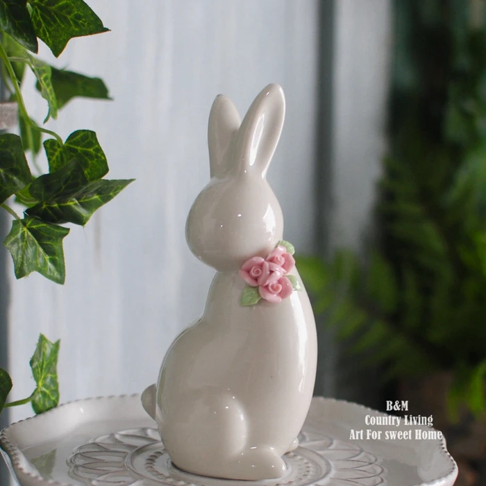 Miss Animal Rose Rabbit Home Garden Decorations Desktop Ornaments Gift Fairy Garden Miniatures Kawaii Accessories Figurine