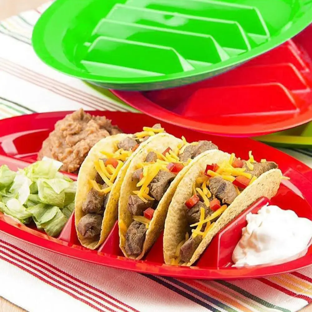 Taco Serving Tray Durable Tacos Holder Plate Easy-to-clean Mexican Pancake Corn Hot Dog Tray for Home Toasts Cakes Rack