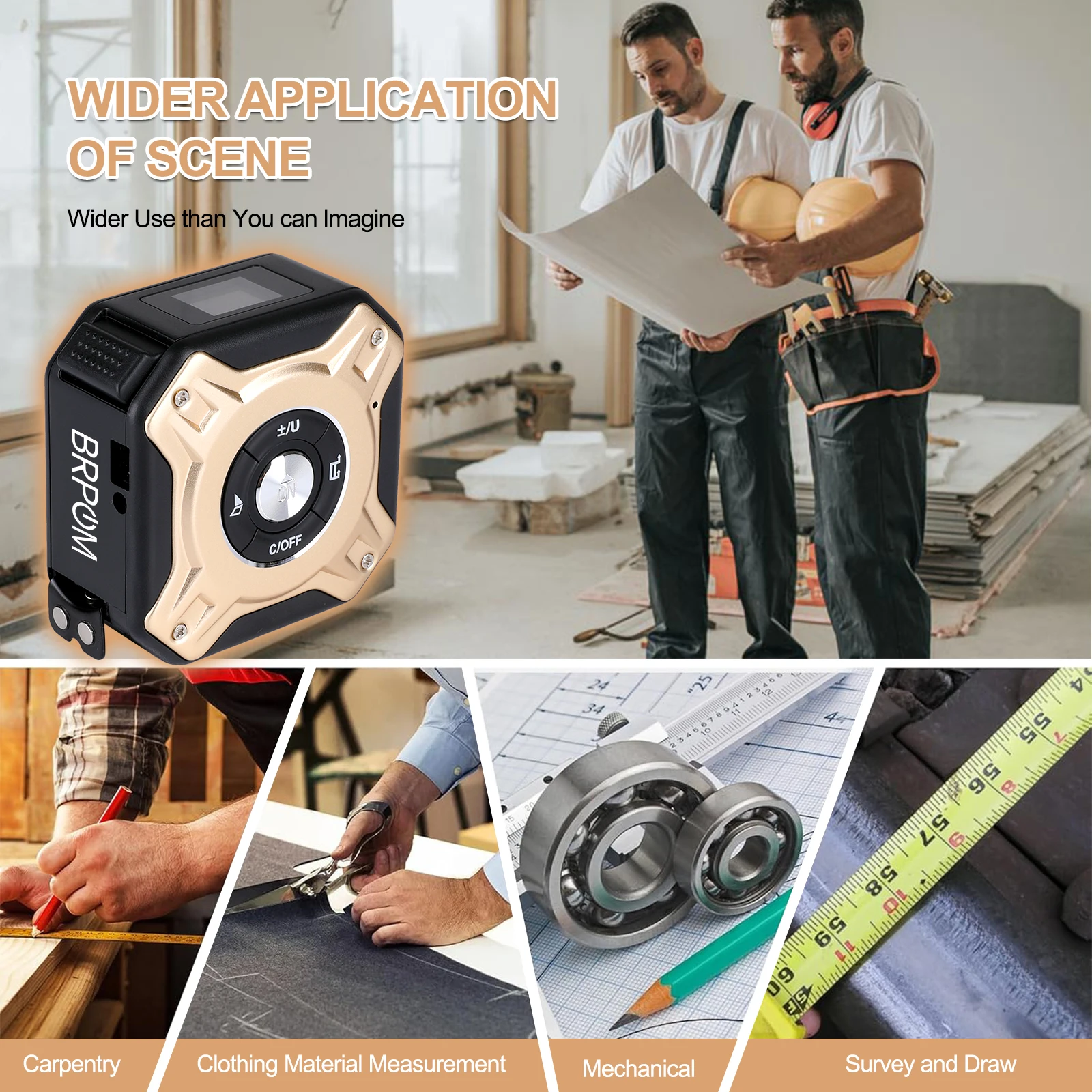 40M Laser Tape Measure Distance Meter Stainless Digital 5m 2 In 1 Laser Measuring Tool Retractable Roll Cord Rangefinder