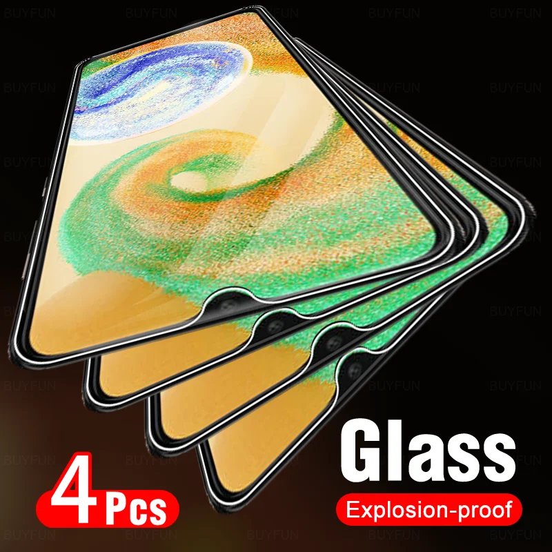 4Pcs Screen Protector Tempered Glass For Samsung Galaxy A04S Protective Glass For Samsunga04 Samsunga04S Full Cover Phone Film