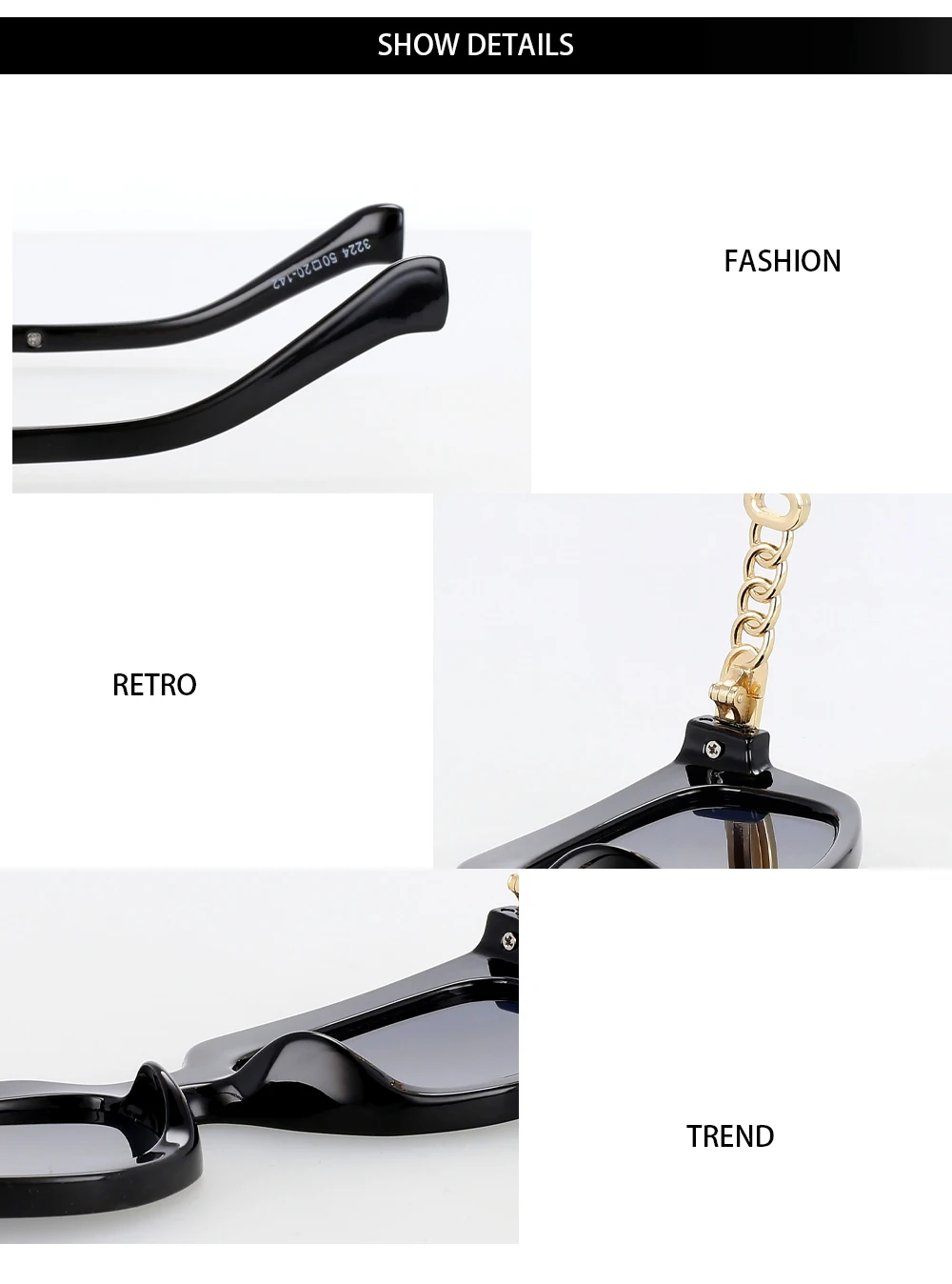 55577 metall Hohl Kette Presbyopie Brille Frauen Katze Augen Retro Luxus Brille Rahmen Marke Designer Computer Literatur Gläser – Detail 4
