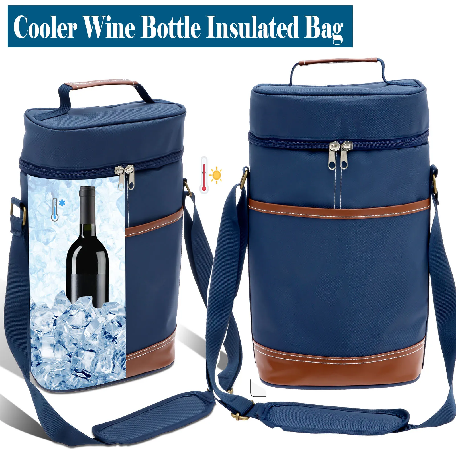 Cooler Wine Bottle Insulated Bag for Wine Thermal 2 Drink Bottle Beer Outdoor Portable Carrier Cooler Totes for Outdoor Party