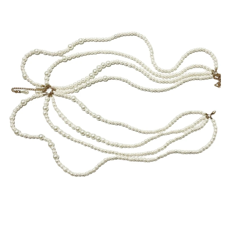 

Layered Pearl Belly Body Chains Waist Chain Beach Waist Chain Fashion Body Jewelry Accessories for Women and Girl K3KF