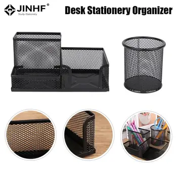 Organizer per cancelleria da scrivania portapenne in metallo creativo portapenne portapenne portapenne a 3 griglie accessori per Desktop da ufficio