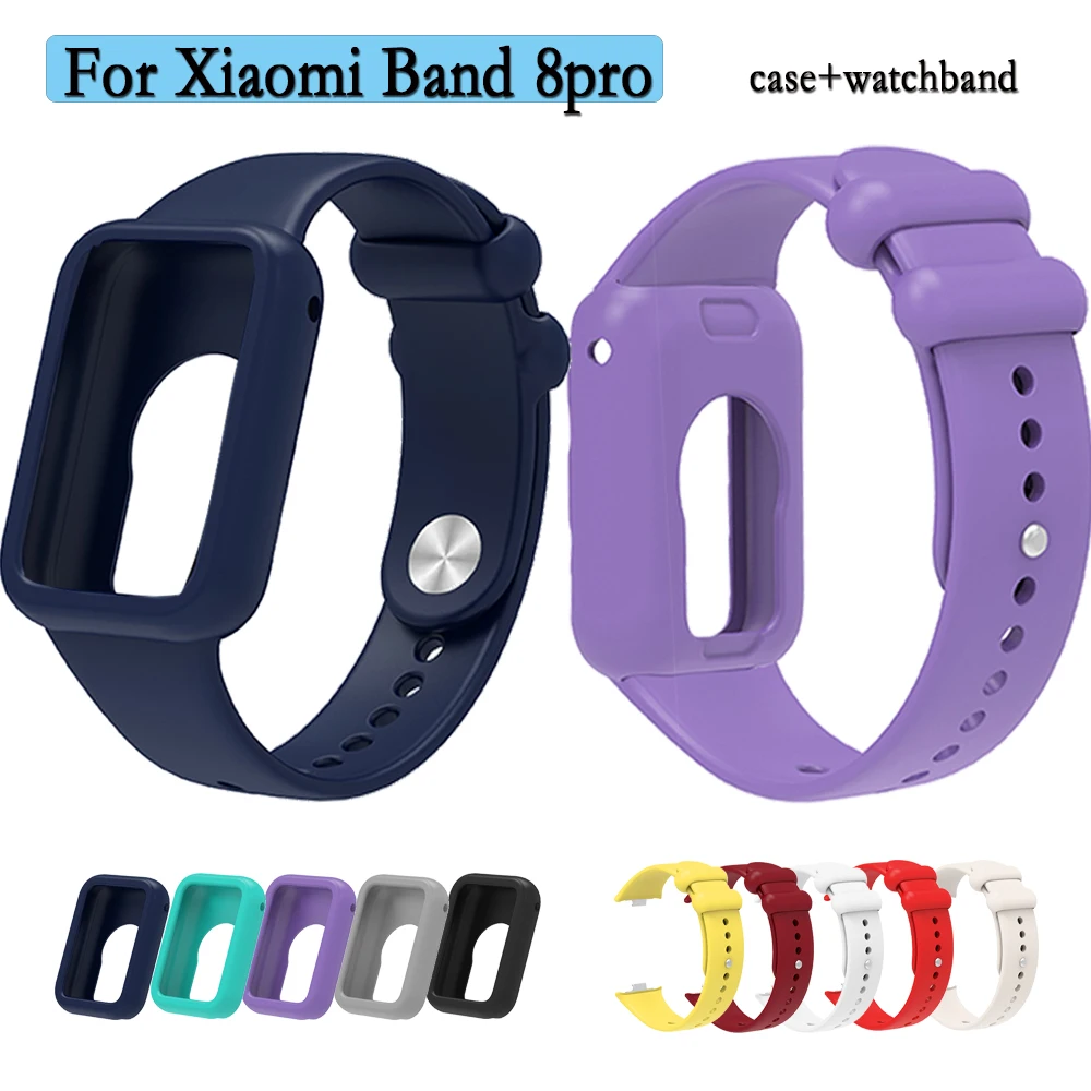 

For Xiaomi Band 8pro Strap Set Durable Sport Watchband With Watch Case High Quality Silicone Wristband Adjustable Belt