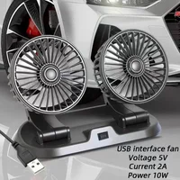 Ventilateur de voiture multi-tension |   Refroidisseur USB à double tête |   2 vitesses réglables |   Ventilation automatique de l'air |   Compatible 5V/12V/24V 1