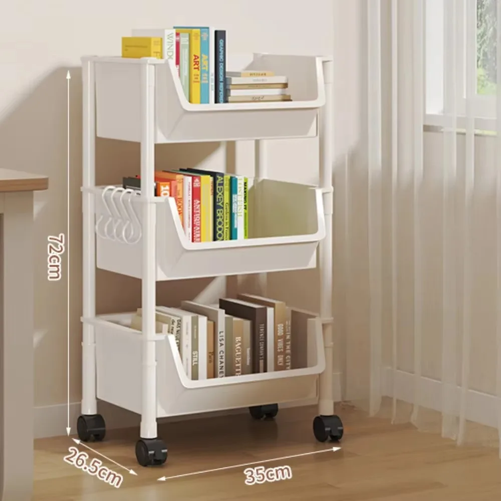 Trolley Bookshelf Multifunctional Cart With Wheels Rack Kitchen Storage Slit Storage Kitchen Slit Home Organizer