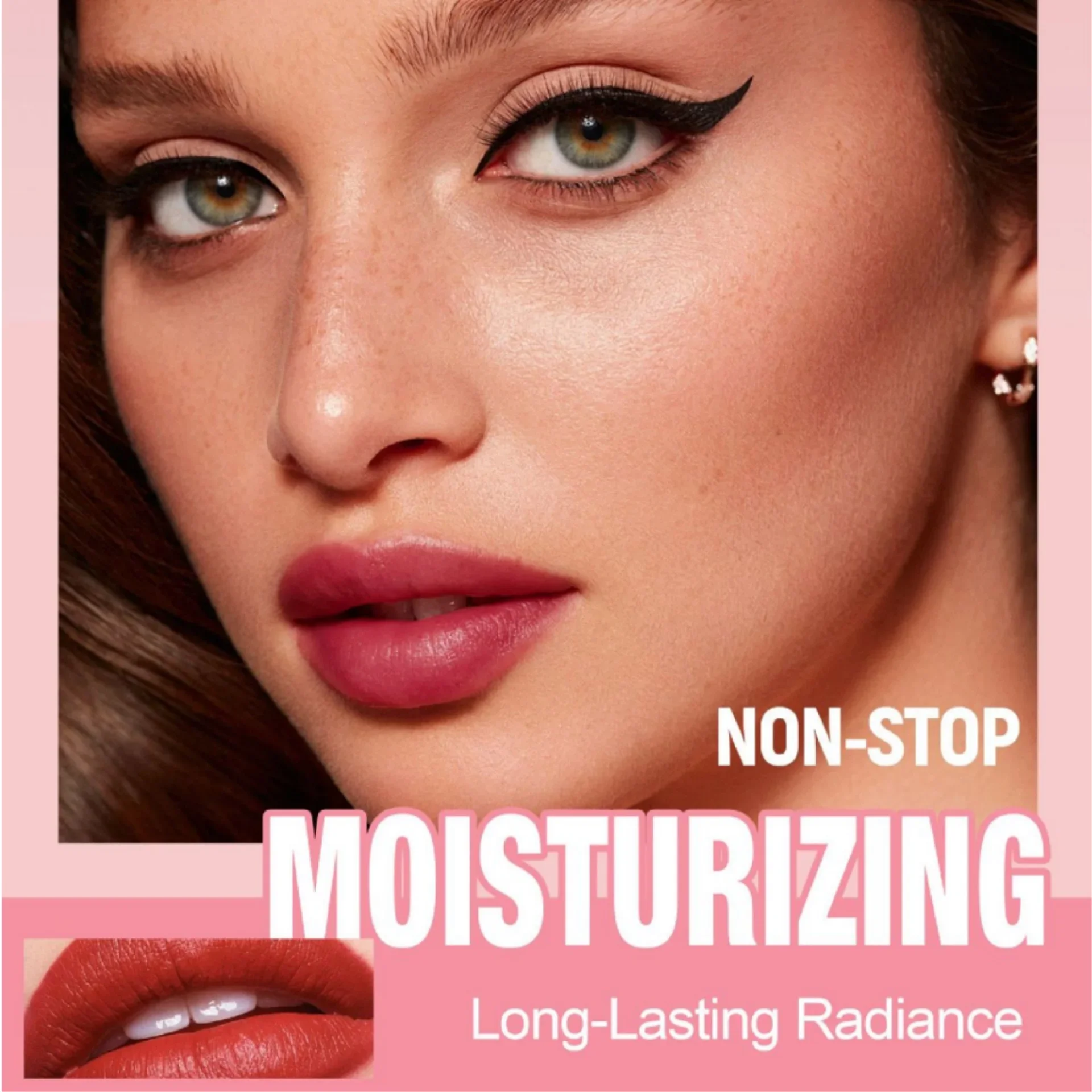 Conjunto de batons Velvet à prova d'água, alta pigmentação, acabamento matte, hidratante, não desbota, longa duração, nude avermelhado, gloss labial, cosmético de beleza sexy._voghion.com