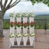 3 Layers Flower Display Stand Movable Modern Metal Plant Shelf with 12Pcs Flower Buckets & Wheels for Home Garden Patio Balcony 6