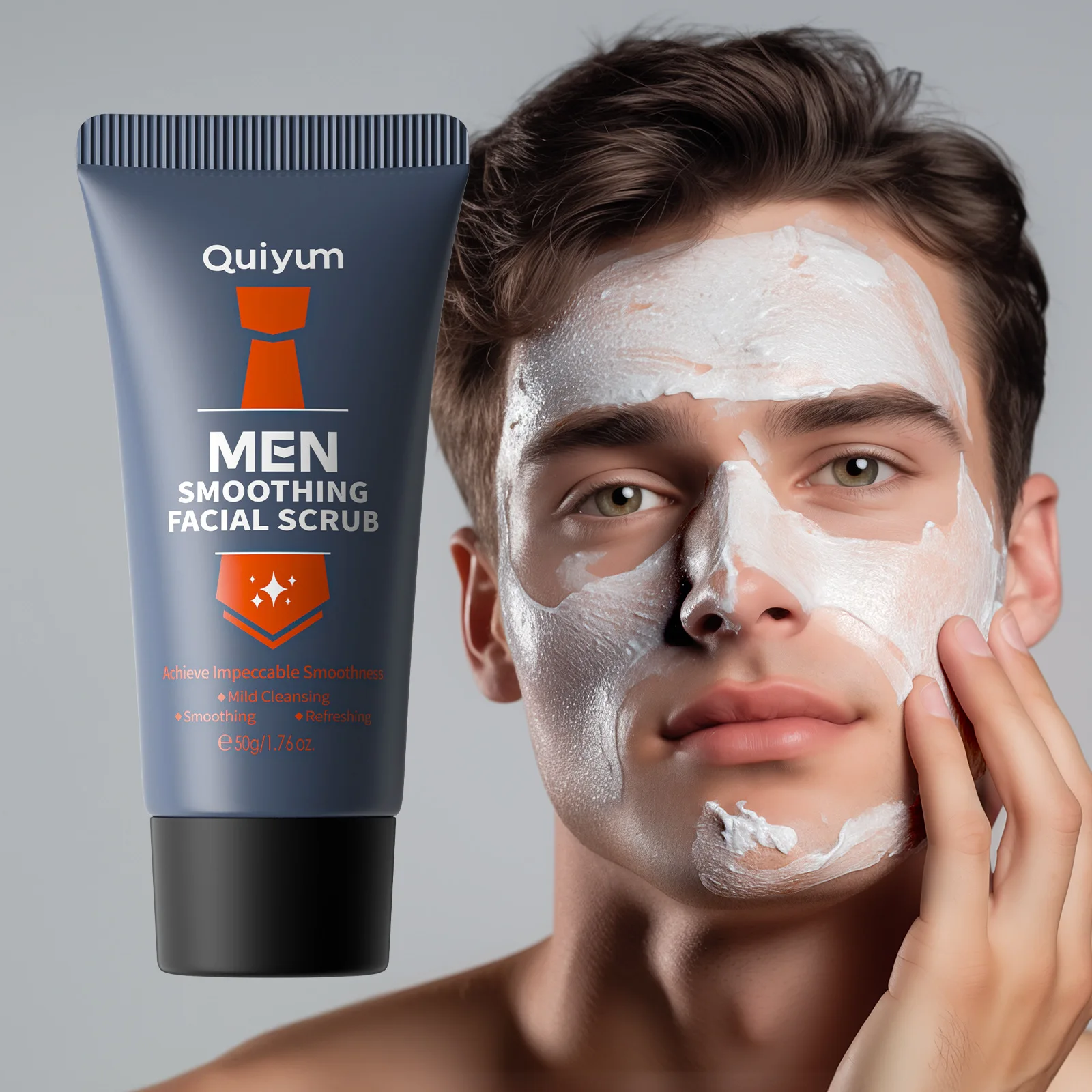 Gentle Men's Face Scrub 50g-Deep Exfoliator for Smooth Skin, Unclog Pores & Remove Dead Cells, Facial Cleanser Skincare