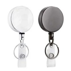 Retractable Metal Wire Badge Reel with Easy Pull Feature (2PCS Black and White)