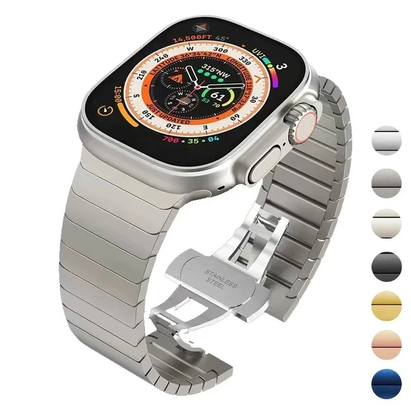 Correa de acero inoxidable de lujo para Apple Watch Series11 10