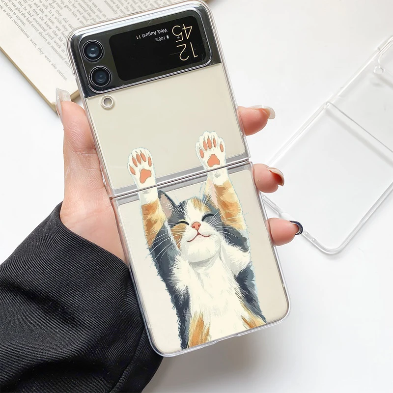Lovely Cat Design Fashion Phone Case - Hard Clear PC Folding Cover Gift