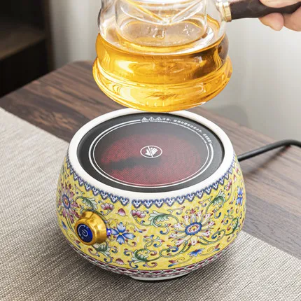 Qy1900 Enamel Warming Wares White Pottery Oven Kung Fu Set Home Office Brewing Wares Iron Kettles Boili