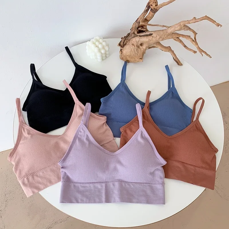 Description Picture 3 of itemWomen's Top Summer Crop Tops Seamless Fitness Underwear Female Tanks Sexy Lingerie Fashion Sports V Back Padded Camisole