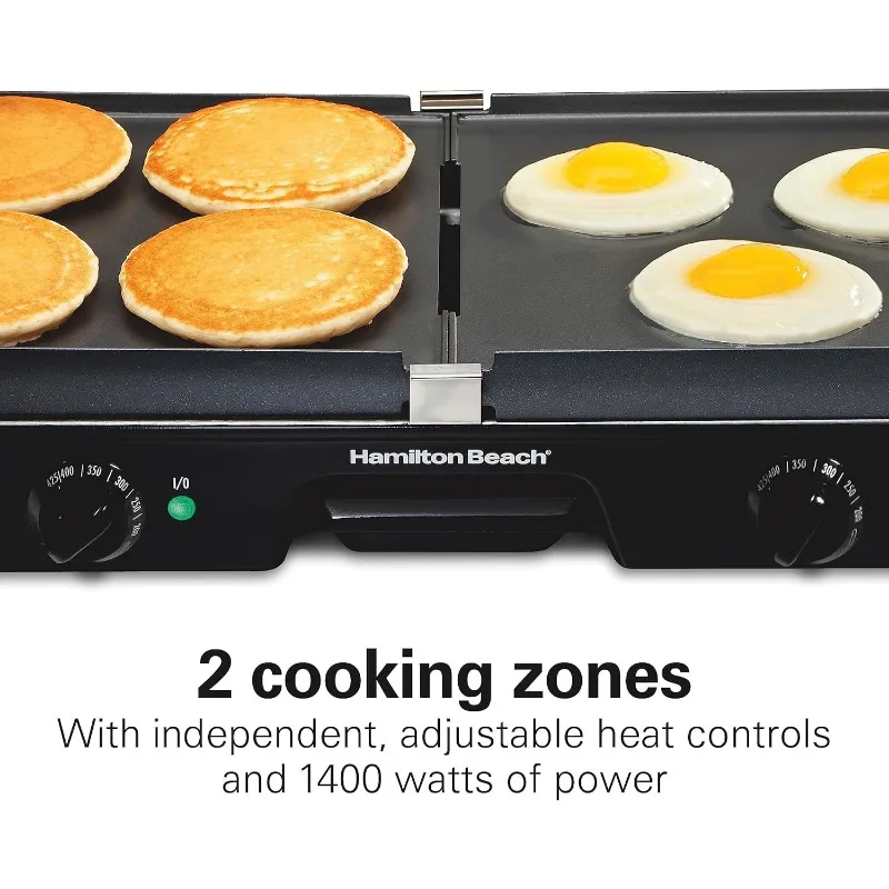 3-in-1 Electric Indoor Grill + Griddle, 8-Serving, Reversible Nonstick Plates, 2 Cooking Zones with Adjustable Temperature 4