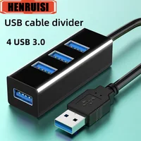 Portable 4-Port USB 3.0 Hub High Speed USB Cable Divider Charger Extension Cables USB Splitter Adapter OTG For Phone PC 30/120cm 1