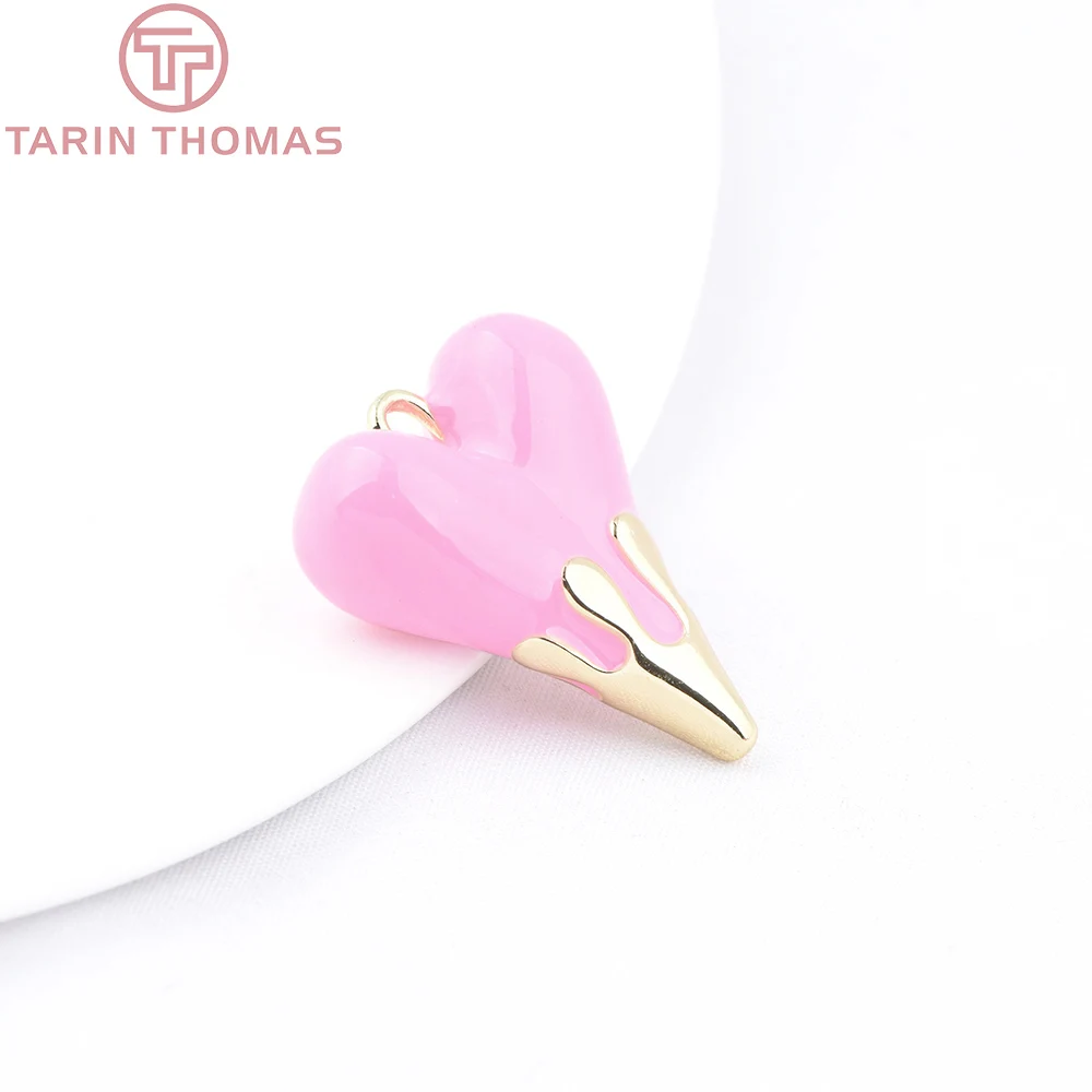 (9664) 2PCS 24K Gold Farbe Herzförmige Anhänger Messing Tropfen Öl Charms Mode Hohe Qualität DIY Schmuck, der Entdeckungen – Detail 20