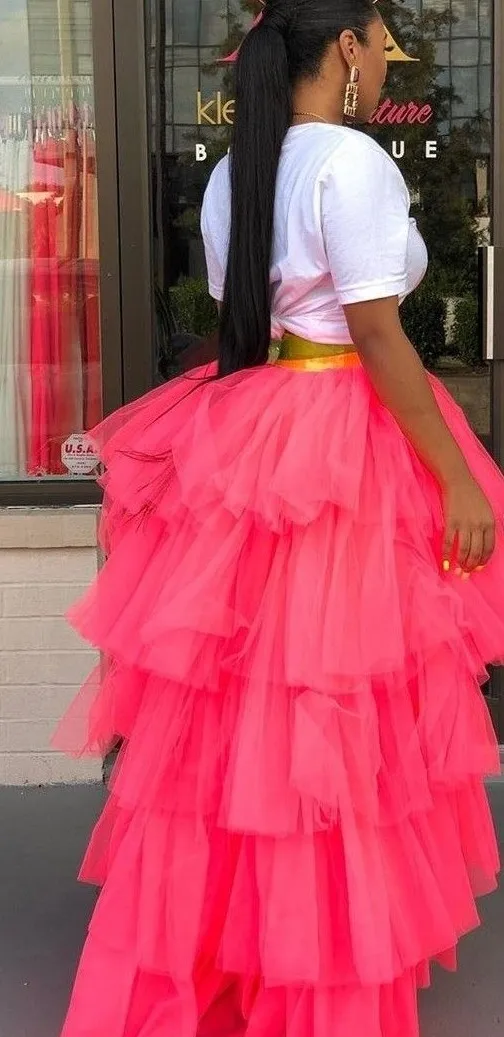 Robe Corset en Tulle avec Volants à Plusieurs Niveaux – FR