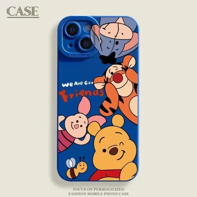 thumbnail image 1 of Disney Winnie the Pooh Liquid Silicone Phone Case For iPhone 15 14 11 13 12 Pro Max X XR XS 7 8 Plus SE2 Protection Back Cover, 1 of 5