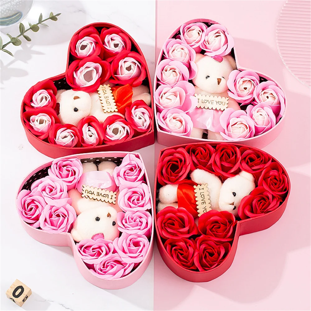10Pcs Soap Rose Flowers Jewelry Box for Valentine's Day Mother's Day