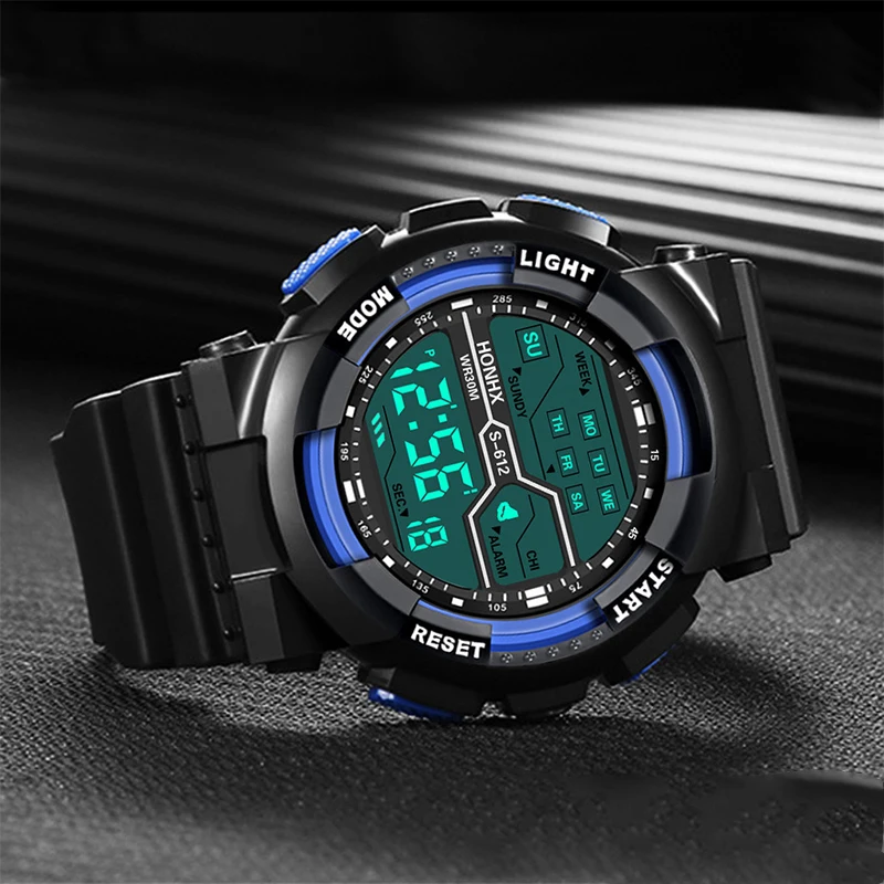 Luxury Men Sports Watches Digital LED Electronic Luminous Watch Multifunction Waterproof Wristwatches for Men Women Student Gift