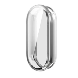 Premium TPU Protective Case with Full Screen Protector for Mi Band 9 - Durable Bumper Shell Cover for Watch (Silver)