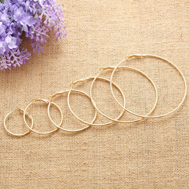 2pcs 30-100mm Hoop Earrings for Women Men Stainless Steel Fashion Jewelry Nightclub DJ Gift