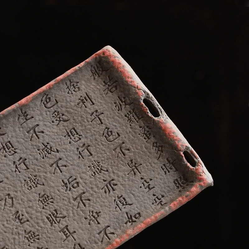 Vintage Coarse Clay Tea Tray - Aged Rock Mud Ceramic Tabletop Dry Brewing Board, Rectangular Kungfu Tea Set with Non-Slip Base