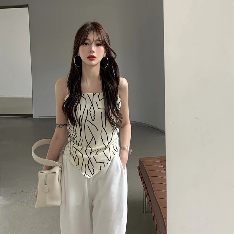 Elegant Lace Trim V-Neck Sleeveless Blouse Ruffle Hem Open Back Tank Top White Pink Blue Gray