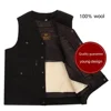 Cold Autumn Winter Middle-aged Elderly Wool Vest Thicken Warm Genuine Fur Overcoat Fashion Comfortable Dad Father Cotton Outfit 4