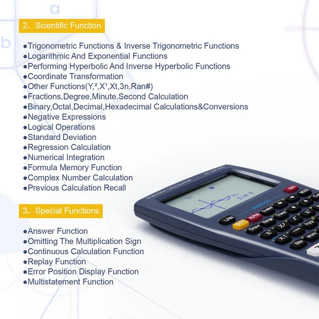 Calculatrice scientifique avec fonction graphique NEWYES 36X Pro Calculatrice scientifique graphique pour fournitures scolaires du collège et du secondaire Bleu 6 Calculatrice scientifique avec fonction graphique NEWYES 36X Pro Calculatrice scientifique graphique pour fournitures scolaires du collège et du secondaire Bleu 6