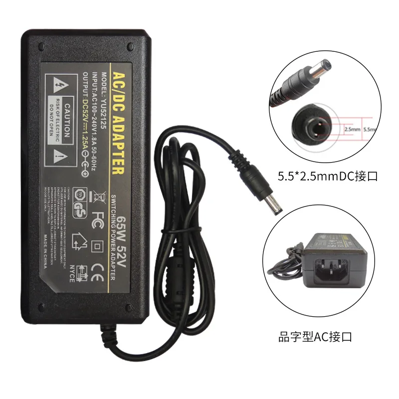 

52V 1.25A DVR NVR Power Adapter AC 100-240V PoE Surveillance Recorder Power Supply Wall Charger EU/US/AU/UK Plug For CCTV