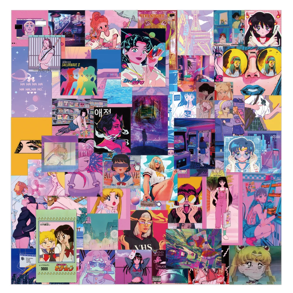 60pcs Sheets Cute Laser Girl Aesthetic Stickers Ins Decals Scrapbook