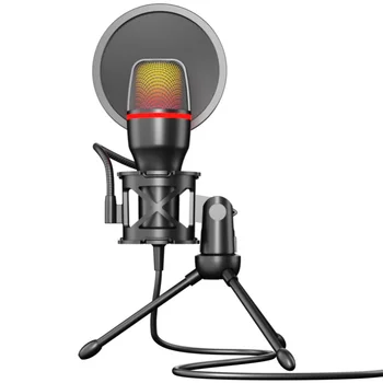 Microfono a condensatore professionale per computer, PC, laptop, USB, kit di accessori da gioco cablati, audio, streaming live, podcast, gamer, RGB