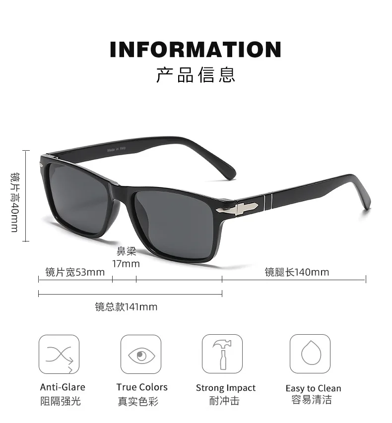 Classic Polarized Sunglasses Men Ladies Brand Design Driving Square Frame Sunglasses Men Sunglasses UV400 6