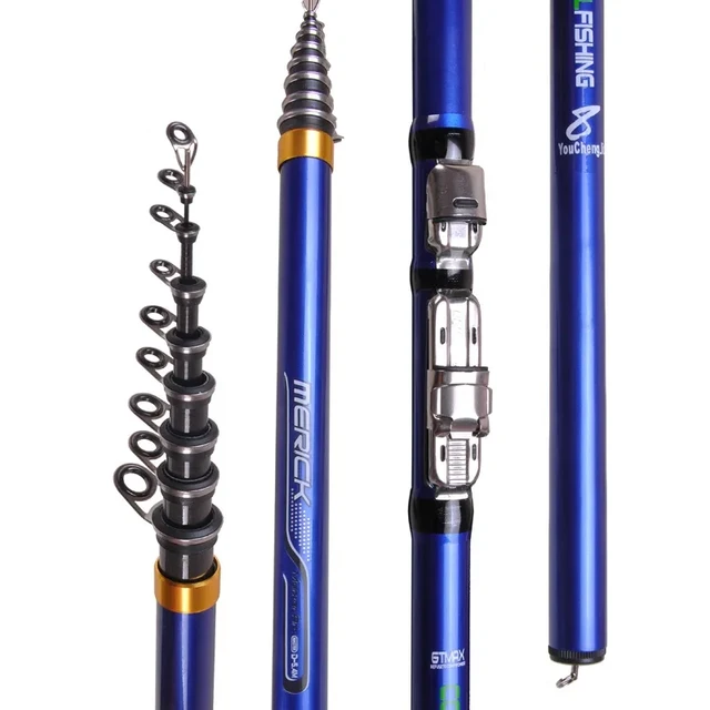 3.6m 4.5m 5.4m 6.3m Blue Carp Fishing Rod Spinning 98% Carbon Telescopic  Fishing Rod Spinning M Power Rock Fishing Rod - AliExpress