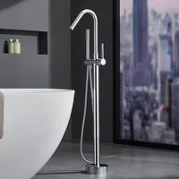 ร่วมสมัยปกปิดชั้นอ่างอาบน้ําก๊อกน้ําฝักบัวมือปืนสีเทาเดี่ยวร้อนเย็นอ่างด้านข้างแนวตั้งน้ําตก Spout 3