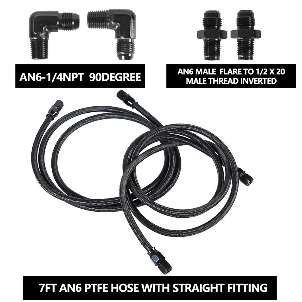 7Ft Flexible PTFE Transmission Cooler Hose Lines Fitting Nylon Billet Aluminum Braided Lines 2X For 4L60/700R4/TH350/TH400 silicone oil hose tube