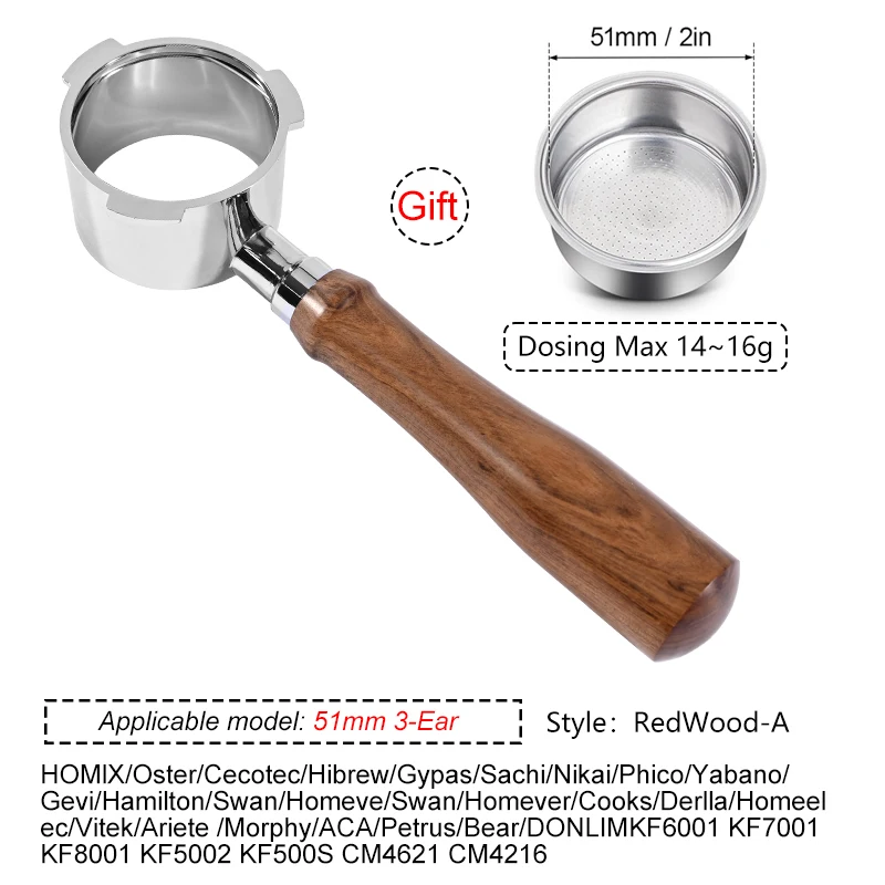 فلتر القهوة بدون قاع مقاس 51 مم مع سلة أكواب لآلة...