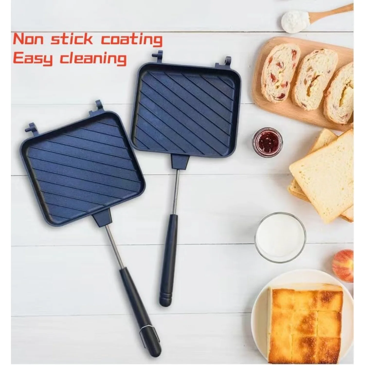 4w1h Sandwich Machine-Portable Non stick Pot, Sandwich Machine, Camping Pie Iron, Double sided Pot, Pie Iron, Suitable for San