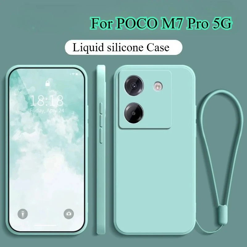 Silicone Matte Shockproof Phone Case with Strap and Bumper Protection