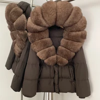 Reality Fur Jacket Real Fur Collar Duck Down Coat Female Winter Hooded Warm Fox Fur Coat Women Natural Raccoon Fur Puffer Jacket - Image 5