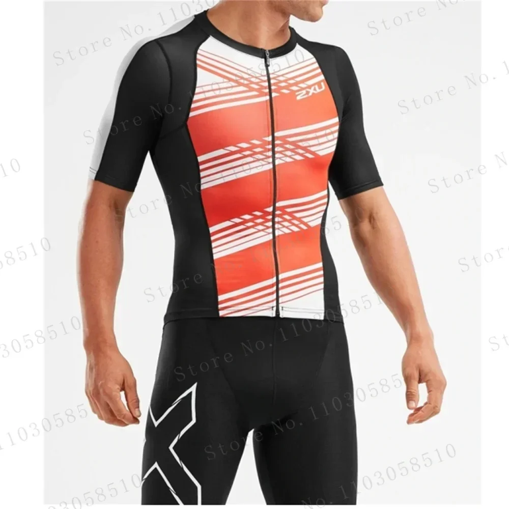 zxuful Black White Triathlon Suit Men's Road Bike Cycling Clothing Ropa De Ciclismo Road Cycling Set Skinsuit Jersey Set